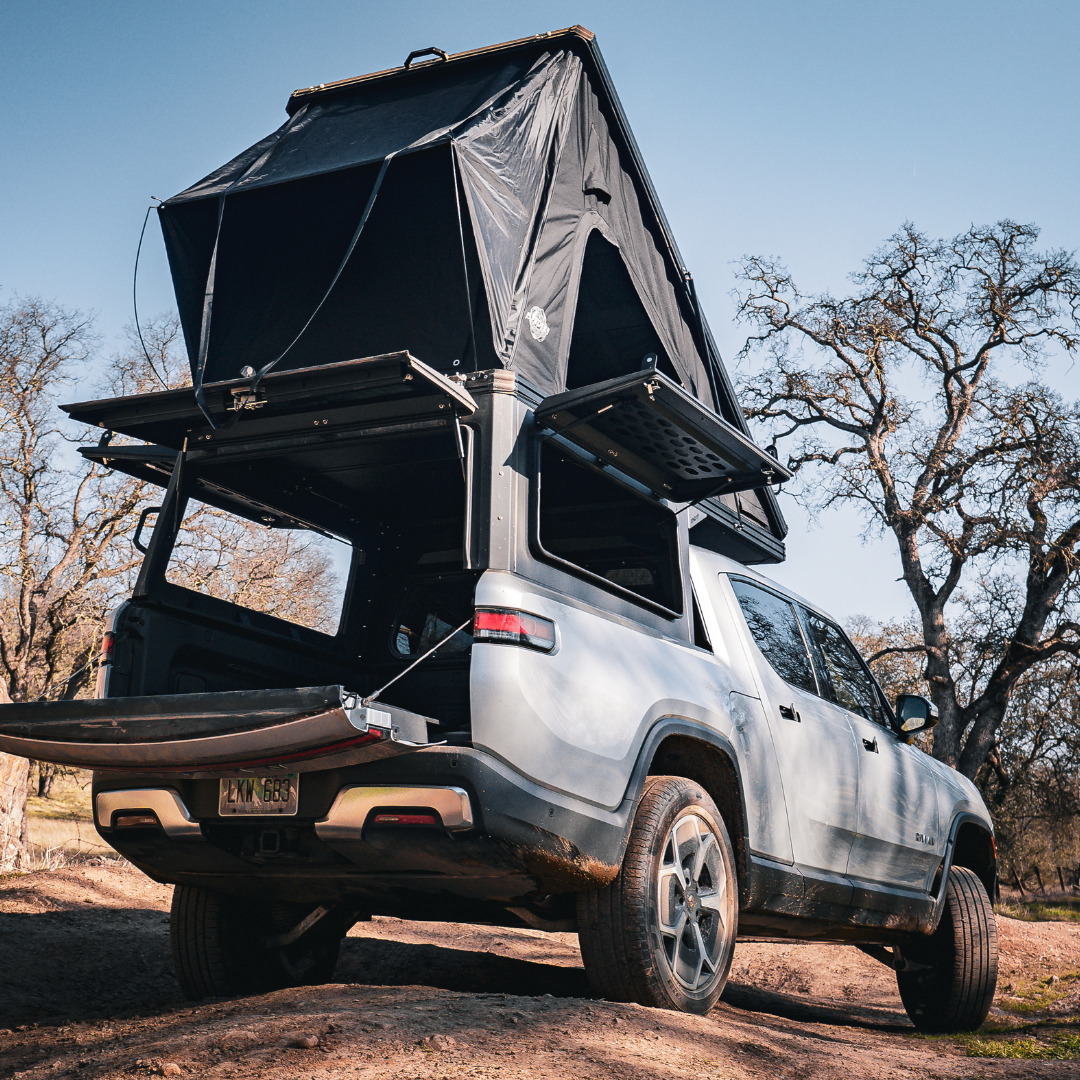 4x4 Overland Gear Aluminum Pop-Up Camper – Rivian R1T Gen 1 & Gen 2 | Overland Truck Camper for 4x4 overlanding and truck camping