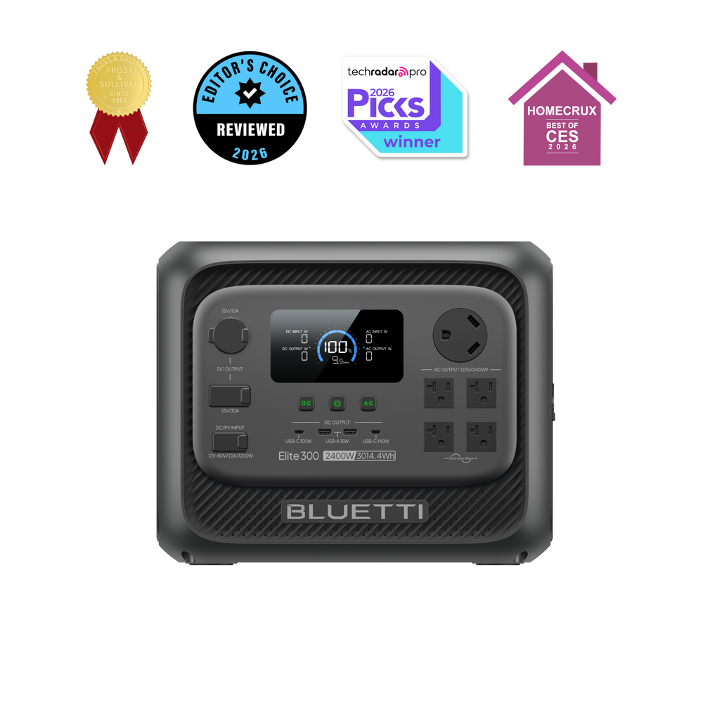 BLUETTI Elite 300 portable power station for 4x4 overlanding truck Jeep SUV camping and off-grid power